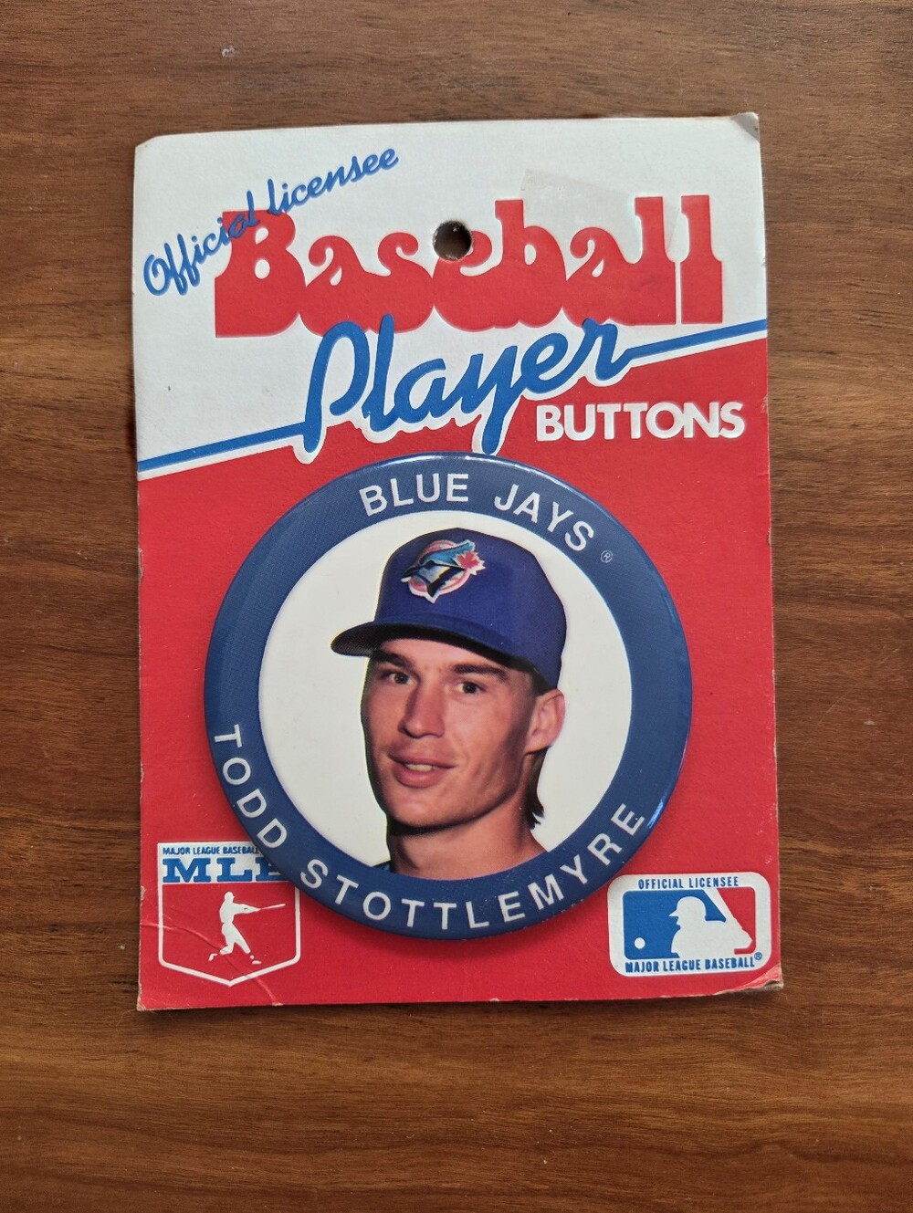 MLB Blue Jays Red, Blue & White Player Button - Todd Stottlemyre